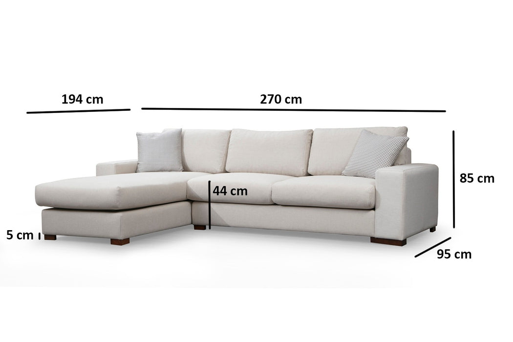 Coltar cu Sezlong Stanga Asi Home Loop 17, Bej, Lungime: 270 x 194 cm Latime: 95 cm Inaltime: 85 cm