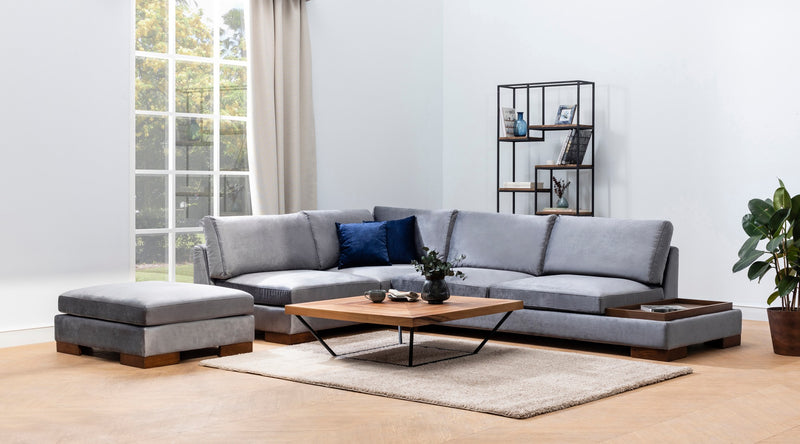 Coltar Tulip stanga cu Puf  Dark Grey
