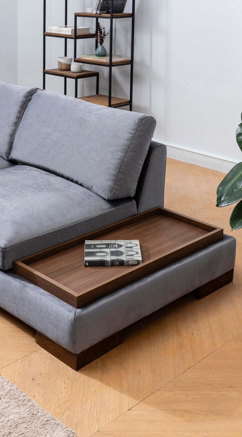 Coltar Tulip stanga cu Puf  Dark Grey