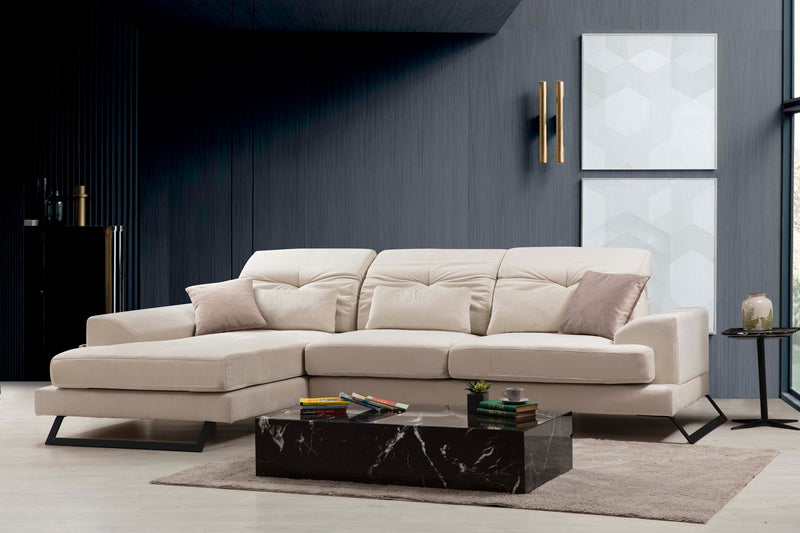 Coltar cu Sezlong Stanga, Asi Home Frido, Chl+3R, Ecru, 190  x 308 X92X100cm