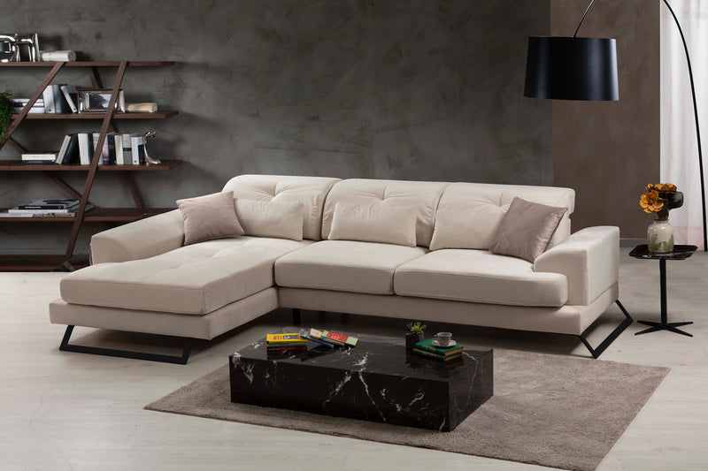 Coltar cu Sezlong Stanga, Asi Home Frido, Chl+3R, Ecru, 190  x 308 X92X100cm