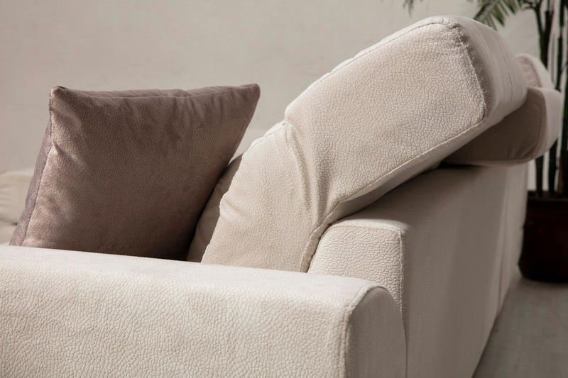 Coltar cu Sezlong Stanga, Asi Home Frido, Chl+3R, Ecru, 190  x 308 X92X100cm