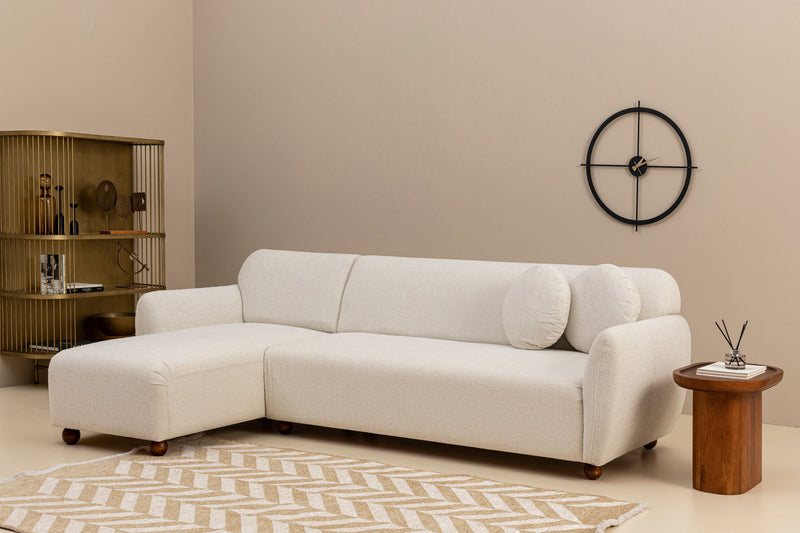 Coltar cu Sezlong Stanga Asi Home Eddy, CHL-3R, Alb, 273  x 162 X86X93cm