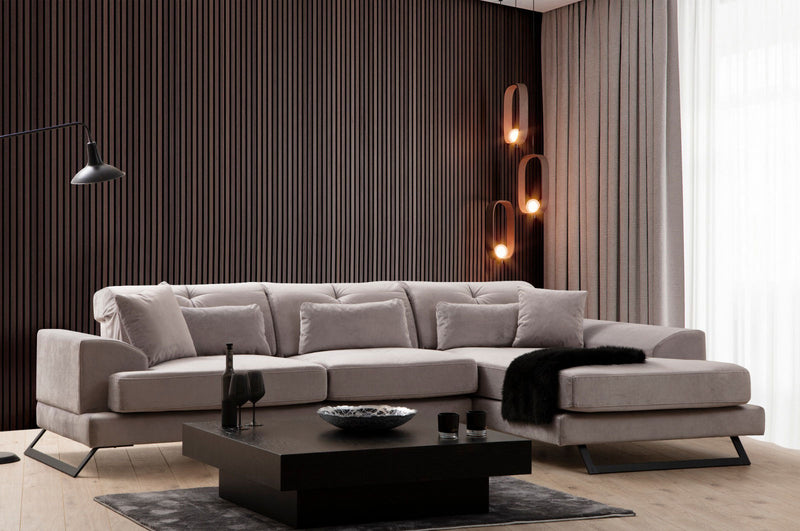 Coltar cu Sezlong Dreapta Asi Home Frido, L3+Chl, Light Grey, 308  x 190 X92X100cm