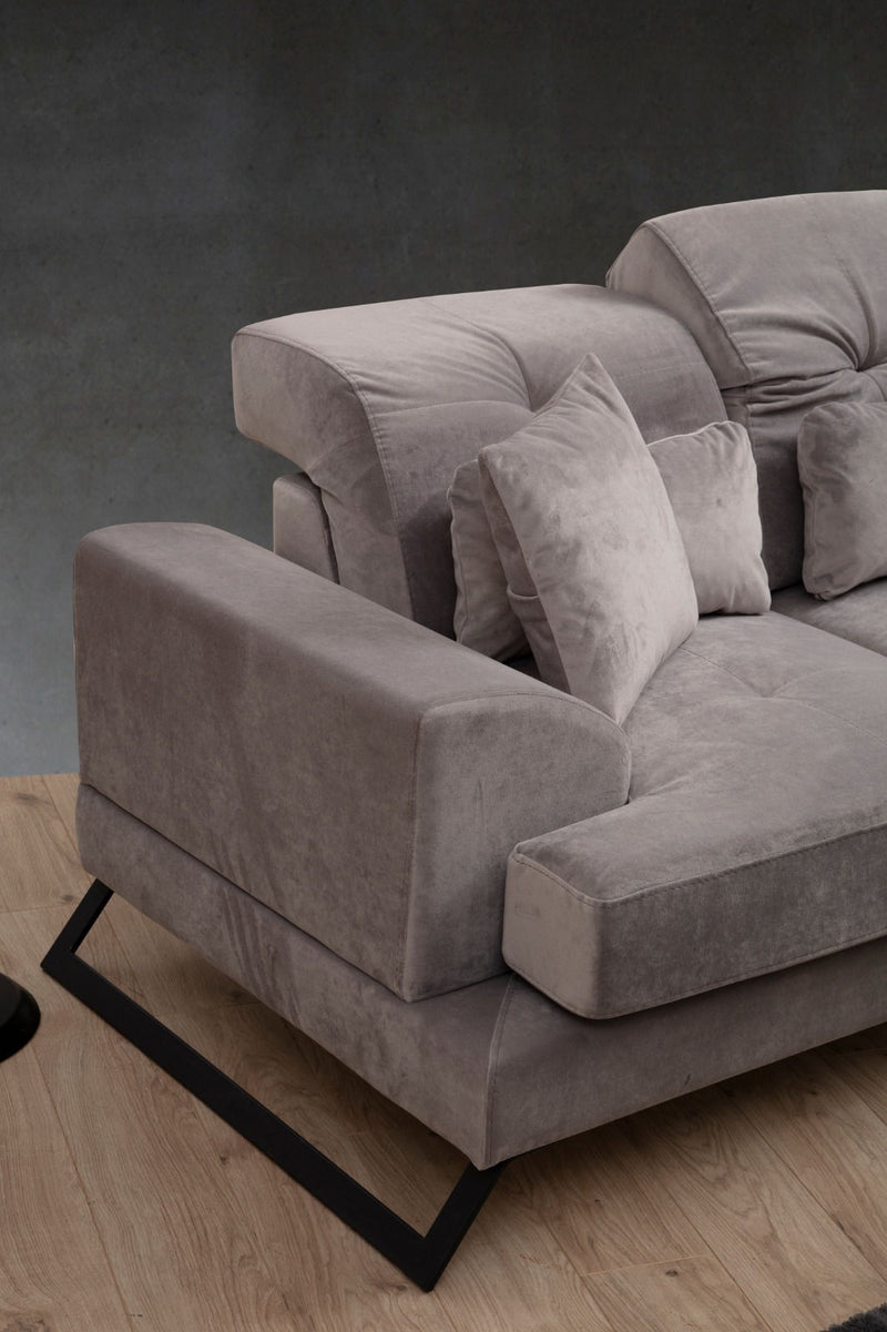 Coltar cu Sezlong Dreapta Asi Home Frido, L3+Chl, Light Grey, 308  x 190 X92X100cm