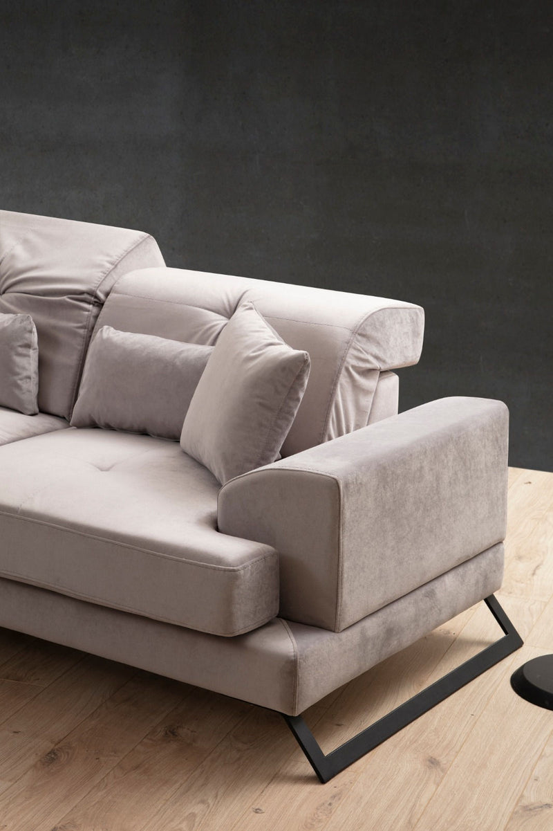 Coltar cu Sezlong Dreapta Asi Home Frido, L3+Chl, Light Grey, 308  x 190 X92X100cm