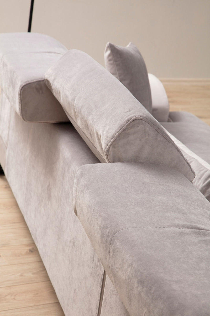 Coltar cu Sezlong Dreapta Asi Home Frido, L3+Chl, Light Grey, 308  x 190 X92X100cm