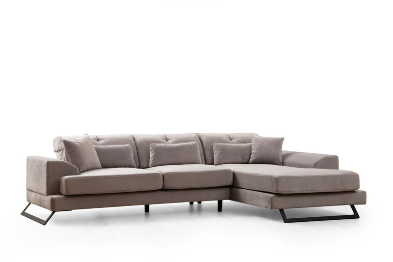 Coltar cu Sezlong Dreapta Asi Home Frido, L3+Chl, Light Grey, 308  x 190 X92X100cm