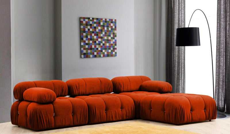 Coltar Modular Asi Home Bubble, L1-O1-1R -Puf, Caramiziu, 288 x 190 X75X95cm