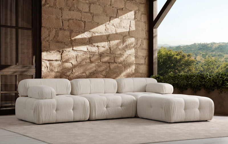 Coltar Asi Home Doblo 3 Locuri cu Pouffe  L1-O1-1R-Pouffe, Crem , 315  x 210 X80X105cm