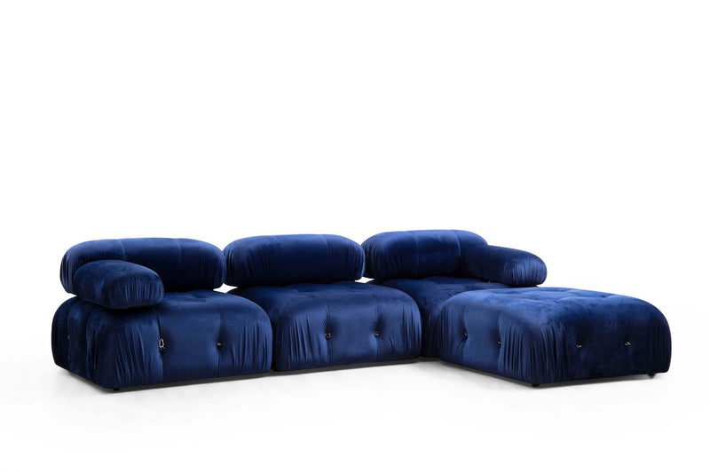 Taburet Modular Asi Home Pouffe, Catifea, Albastru, 95X45X95cm