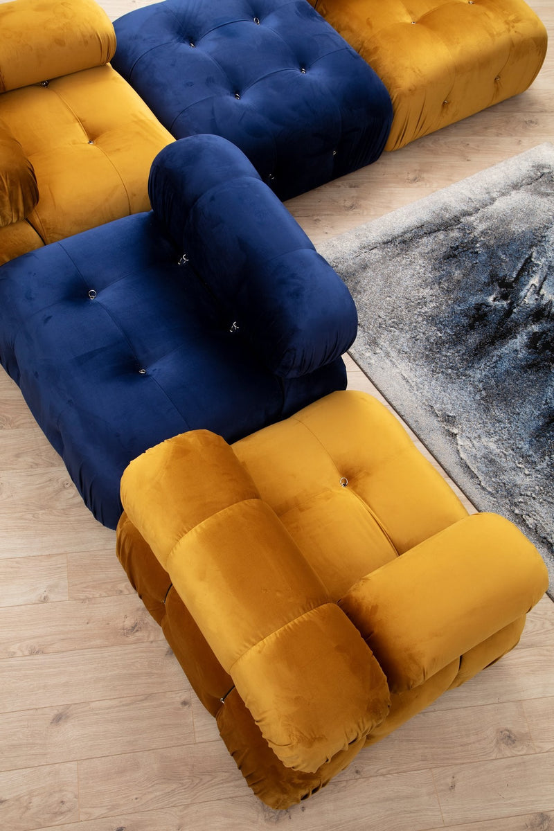 Taburet Modular Asi Home Pouffe, Catifea, Albastru, 95X45X95cm