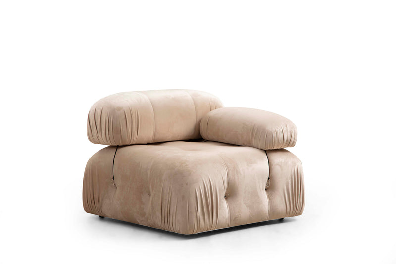 Canapea Modulara 3 Locuri Asi Home Bubble, L1-O1-1R, Catifea, Crem, 288X75X95cm