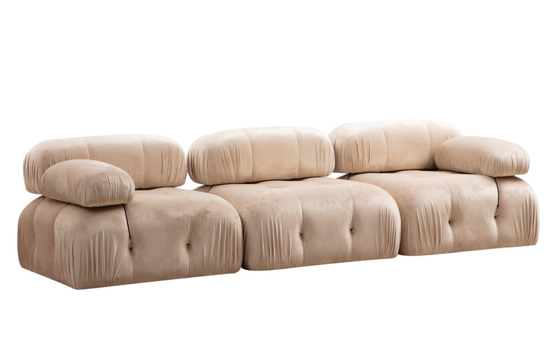 Canapea Modulara 3 Locuri Asi Home Bubble, L1-O1-1R, Catifea, Crem, 288X75X95cm