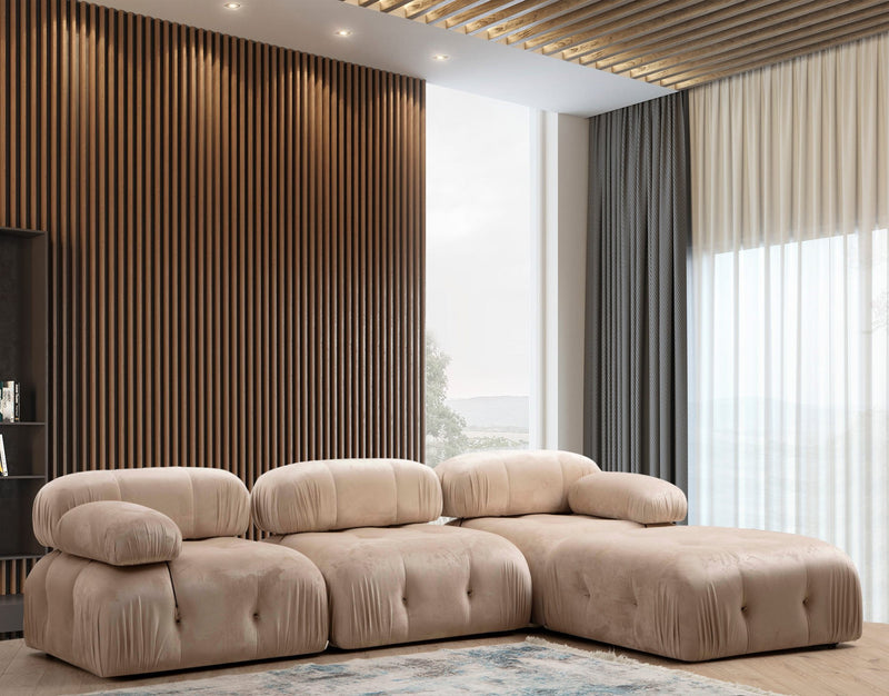 Coltar Modular Asi Home Bubble. L1-O1-1R -Puf, Crem, 288 x 190 X75X95cm