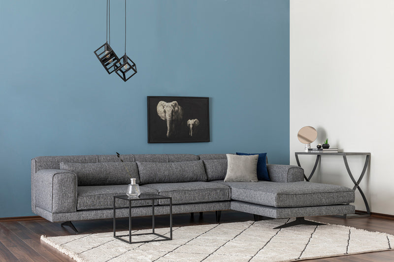 Coltar cu Sezlong Dreapta Asi Home Jivago, L2-Chl, Gri, 308  x 198 X78X100cm