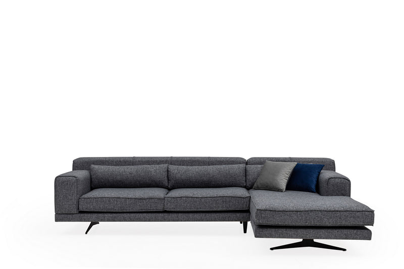 Coltar cu Sezlong Dreapta Asi Home Jivago, L2-Chl, Gri, 308  x 198 X78X100cm