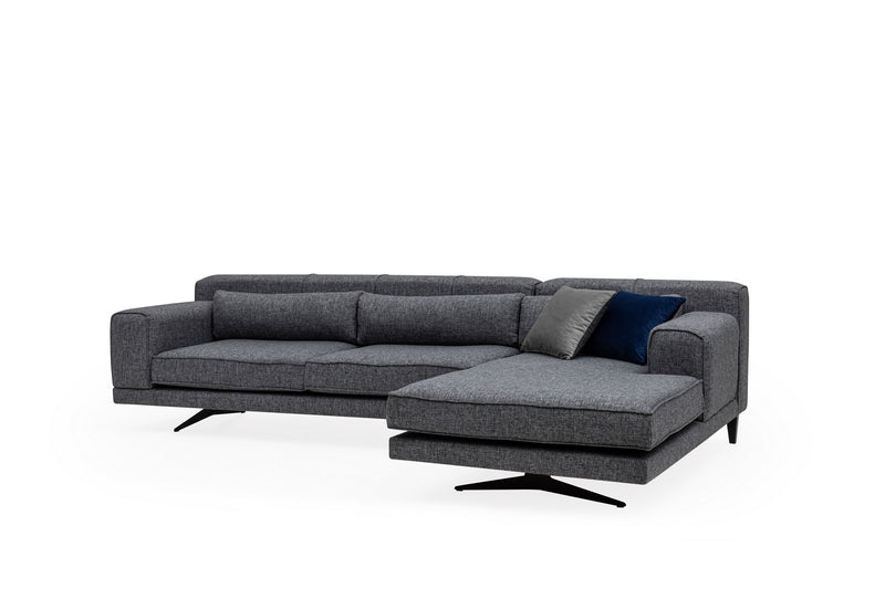 Coltar cu Sezlong Dreapta Asi Home Jivago, L2-Chl, Gri, 308  x 198 X78X100cm