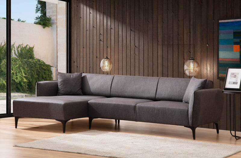 Coltar cu Sezlong Stanga, Asi Home Belissimo, Dark Grey, 140  x 270 X67X95cm