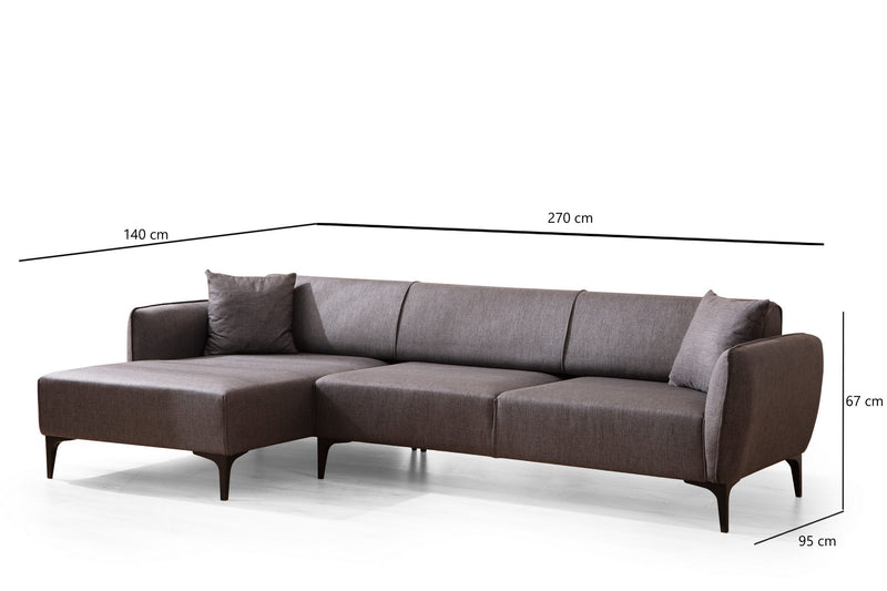 Coltar cu Sezlong Stanga, Asi Home Belissimo, Dark Grey, 140  x 270 X67X95cm