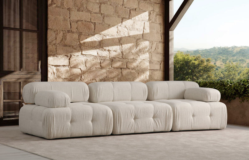 Canapea Modulara 3 Locuri Asi Home Doblo,  L1-O1-1R, Bouclette, Crem, 315X80X105cm