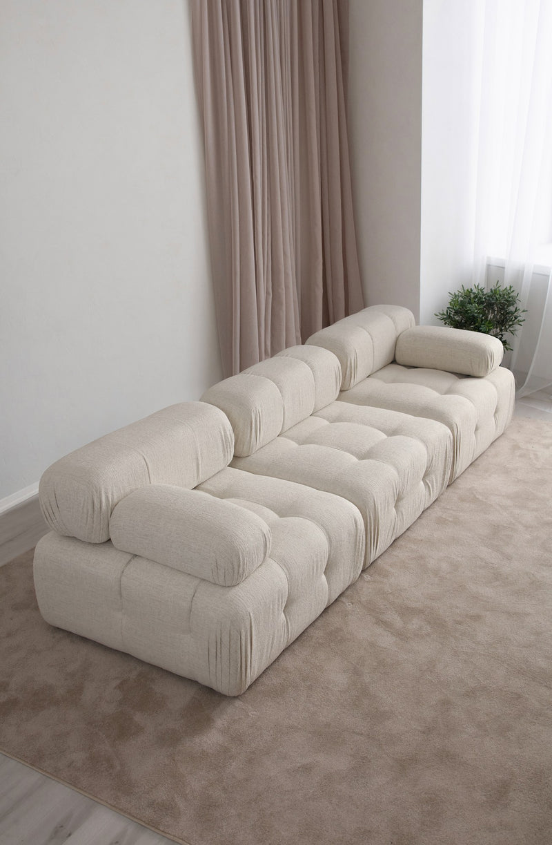 Canapea Modulara 3 Locuri Asi Home Doblo,  L1-O1-1R, Bouclette, Crem, 315X80X105cm