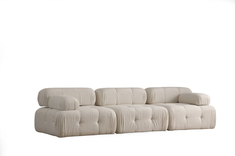 Canapea Modulara 3 Locuri Asi Home Doblo,  L1-O1-1R, Bouclette, Crem, 315X80X105cm
