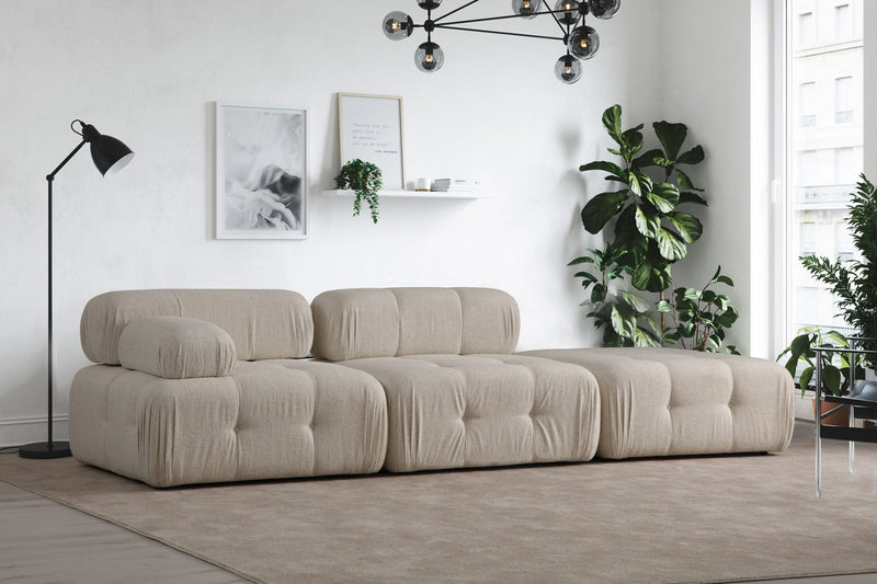 Canapea Modulara 3 Locuri Asi Home Doblo, L1-O1-Pouffe, Bouclette, Crem, 315X80X105cm