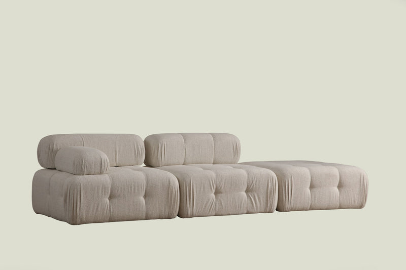 Canapea Modulara 3 Locuri Asi Home Doblo, L1-O1-Pouffe, Bouclette, Crem, 315X80X105cm