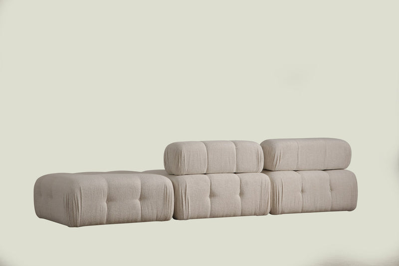 Canapea Modulara 3 Locuri Asi Home Doblo, L1-O1-Pouffe, Bouclette, Crem, 315X80X105cm