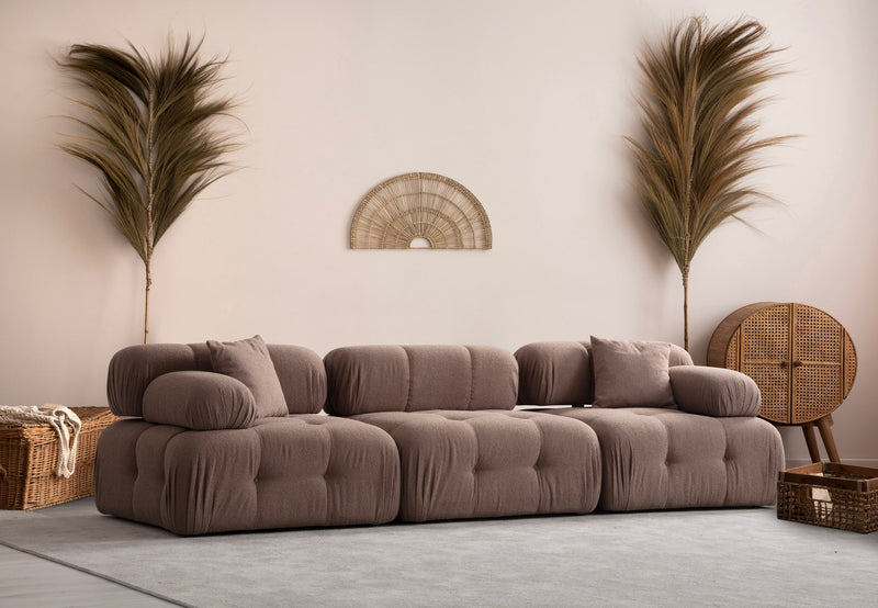 Canapea Modulara 3 Locuri Asi Home Doblo,  L1-O1-1R, Cappucino, 315X80X105cm