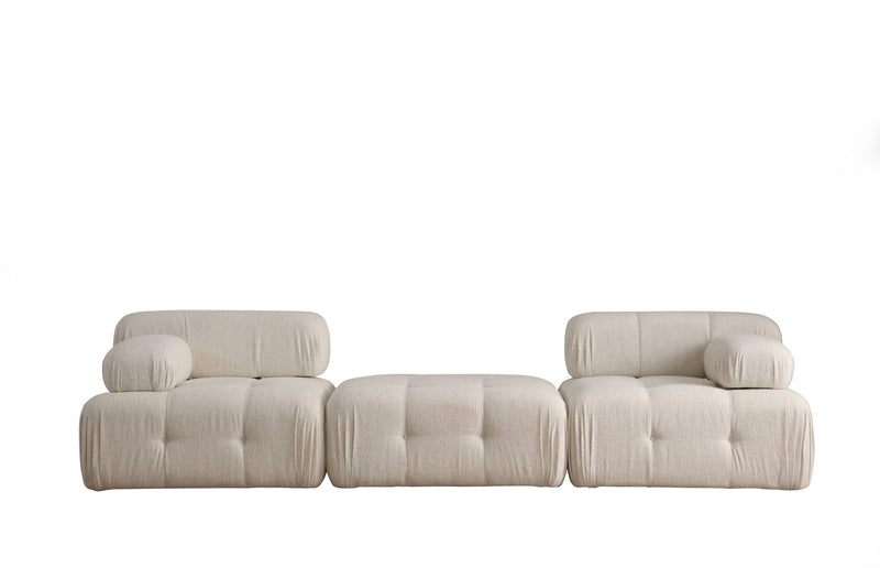 Canapea Modulara 3 Locuri Asi Home Doblo,  L1-Pouffe-1R, Bouclette, Cream , 315X80X105cm