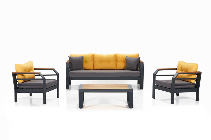 Set Mobilier Gradina Asi Home Assento Sarı 3+1+1+S, Galben/ 
Gri/
Negru, 197x77x77/77x77x67/110x40x66cm