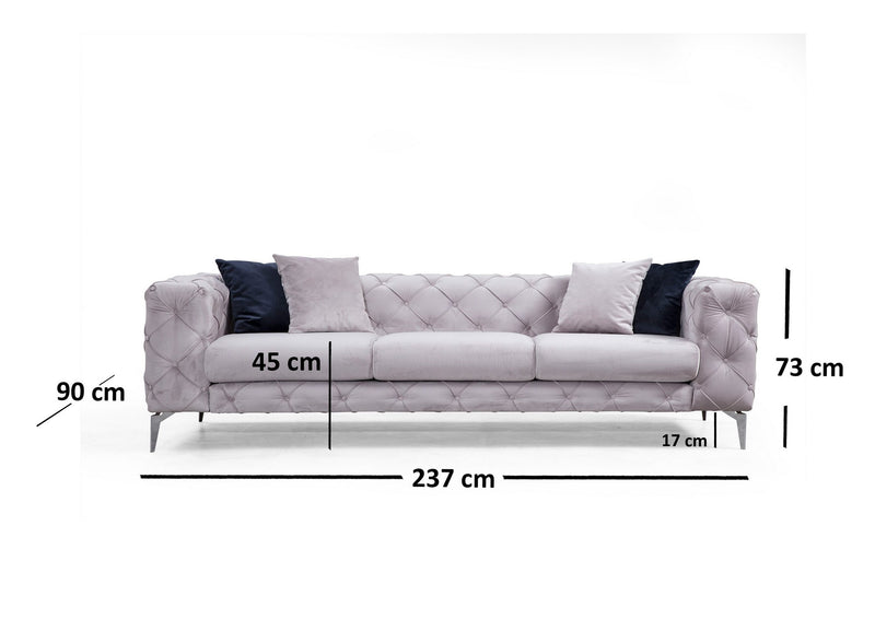Canapea 3 locuri Como Light Grey