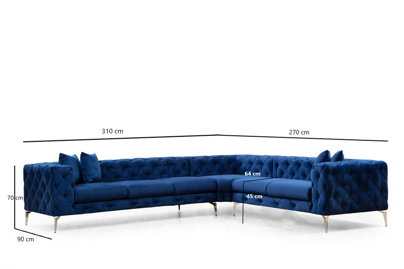 Coltar Asi Home Como Stanga - Navy Blue, 310X70X270cm