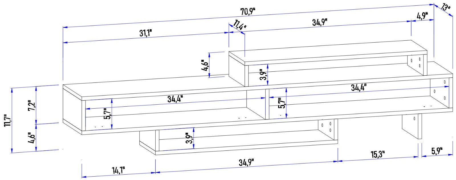 Comoda TV Asi Home Zenn, 180 cm x 42 cm x 35 cm, Pin