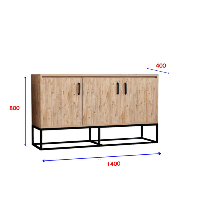 Consola Asi Home Modern Aden Atlantic Pine, Pin/
Negru, 140 x80 x40 cm