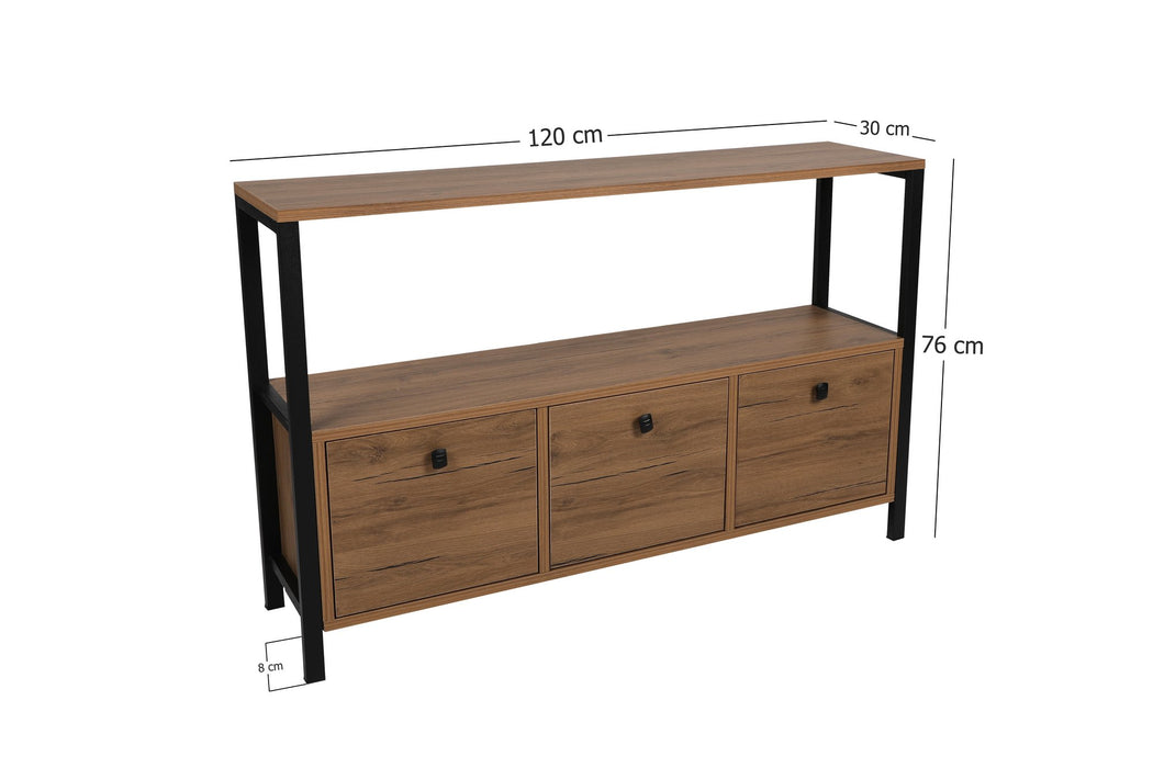 Consola Asi Home Nero v2 - Walnut, Nuc/
Negru, 120 x75 x30 cm