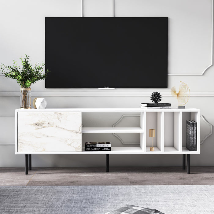 Comoda TV Asi Home Pietra - White, Alb, 160 x57 x35 cm