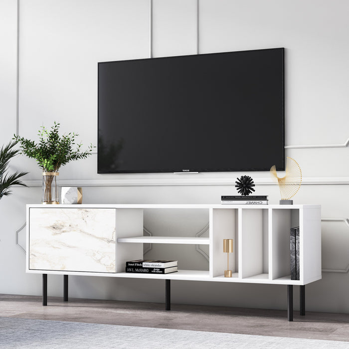 Comoda TV Asi Home Pietra - White, Alb, 160 x57 x35 cm