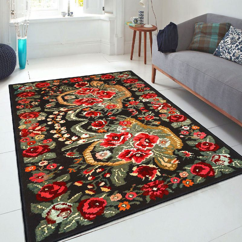 Covor Asi Home Traditional Flowers, 160 x 230cm, Catifea, Multicolor