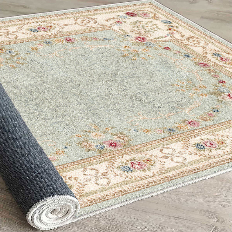 Covor Asi Home Floral Green, 180 x 280cm, Catifea, Verde/Multicolor