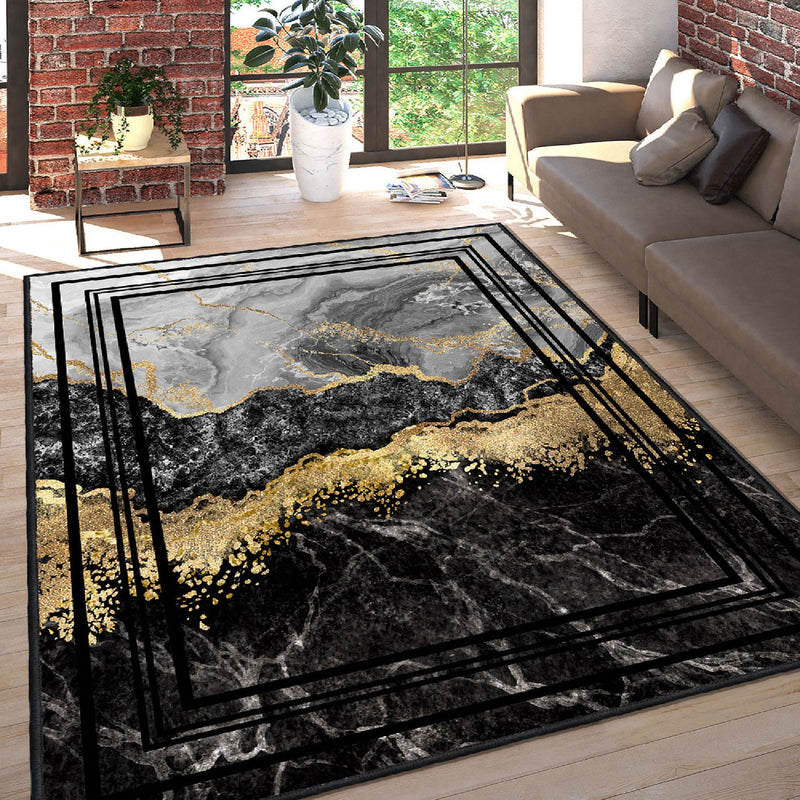 Covor Asi Home Abstract Golden Black, 180 x 280cm, Catifea, Multicolor