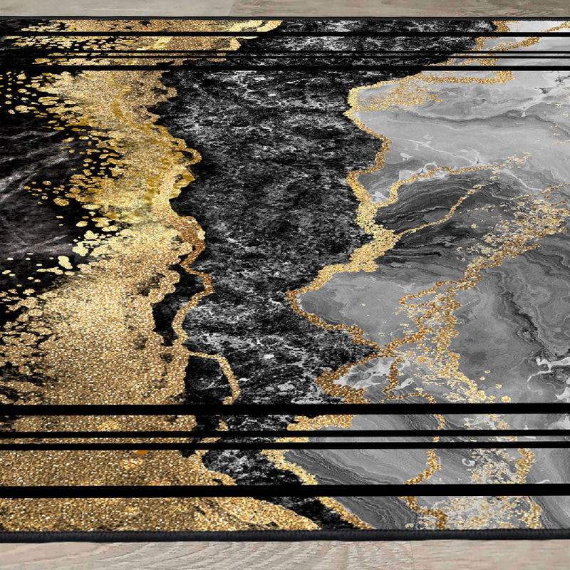 Covor Asi Home Abstract Golden Black, 180 x 280cm, Catifea, Multicolor