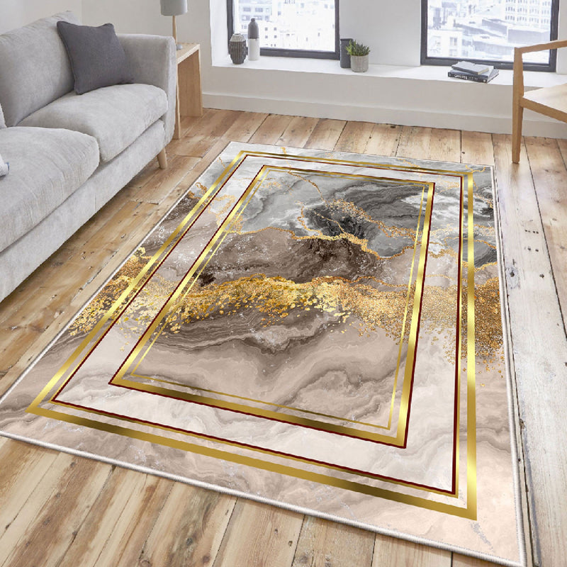 Covor Asi Home Frame Abstract Golden Gray, 180 x 280cm, Catifea, Multicolor