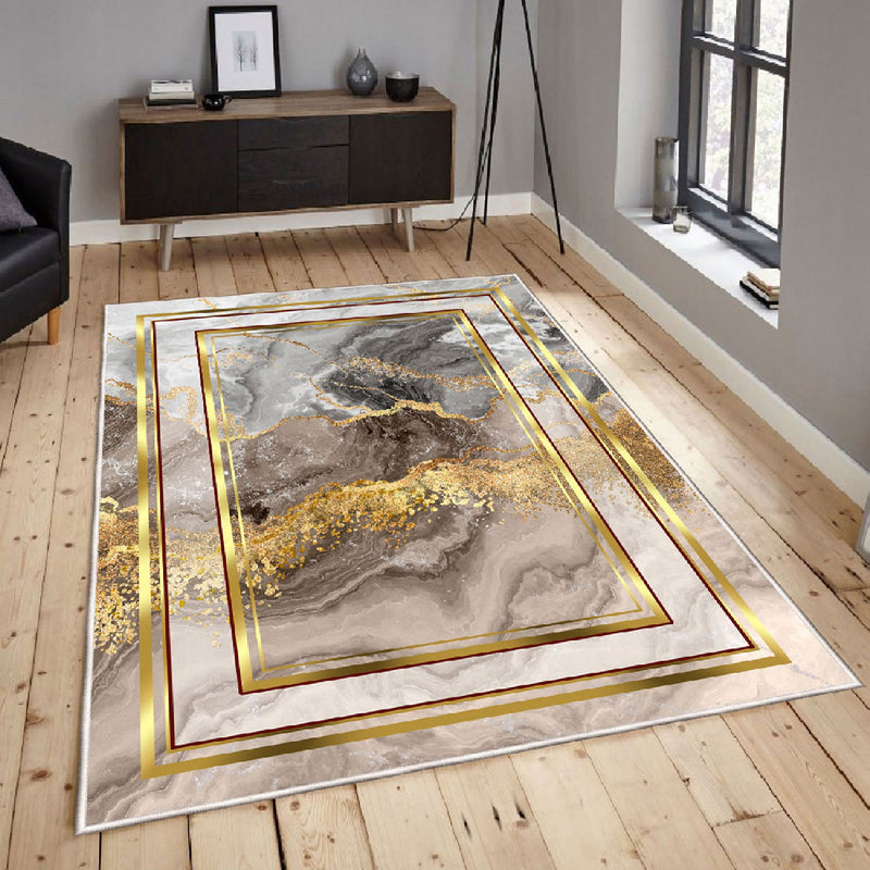 Covor Asi Home Frame Abstract Golden Gray, 180 x 280cm, Catifea, Multicolor