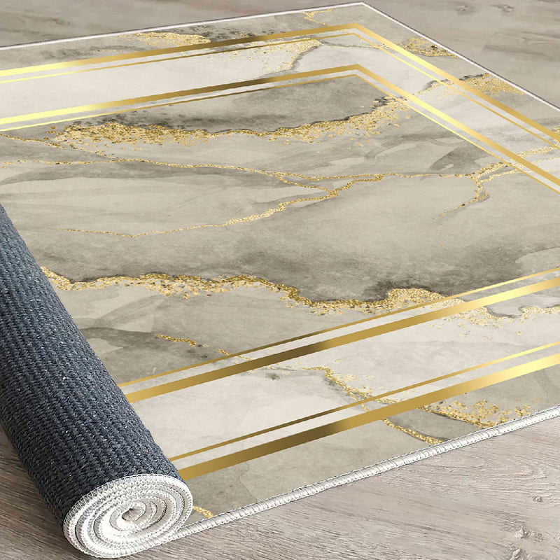 Covor Asi Home Abstract 2 Golden Gray, 180 x 280cm, Catifea, Multicolor