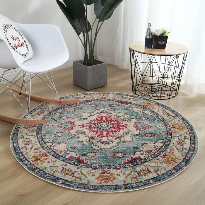 Covor Asi Home Rug 495, 110 x 110cm, Bumbac | Poliester, Turcoaz