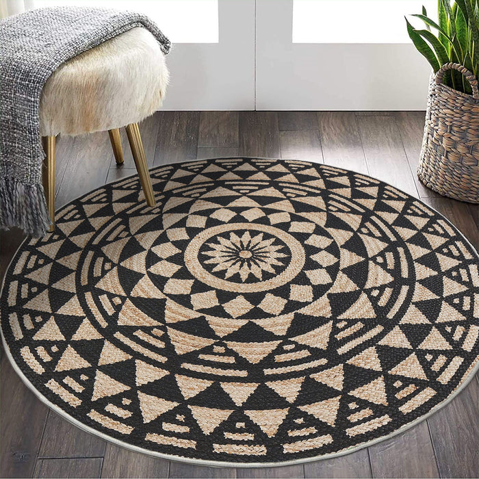 Covor Asi Home Rug 507, 100 x 100cm, Bumbac | Poliester, Negru