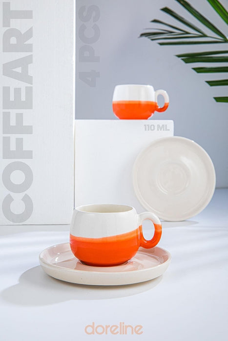 Set Cesti de Cafea 4 Piese, Portocaliu, 96-359-6